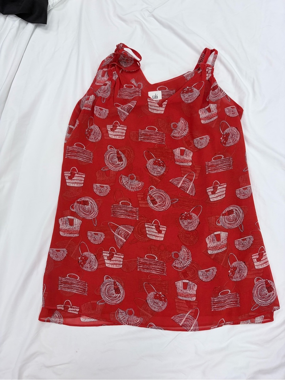 CAbi Coral Red Printed Tank Top